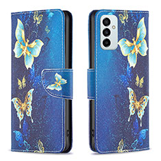 Leather Case Stands Fashionable Pattern Flip Cover Holder B03F for Samsung Galaxy M23 5G Sky Blue