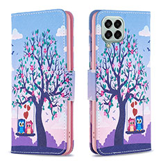 Leather Case Stands Fashionable Pattern Flip Cover Holder B03F for Samsung Galaxy M33 5G Clove Purple