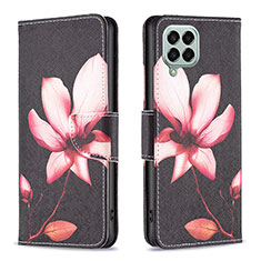 Leather Case Stands Fashionable Pattern Flip Cover Holder B03F for Samsung Galaxy M33 5G Red