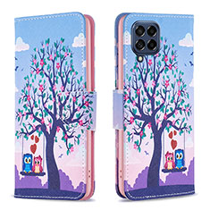 Leather Case Stands Fashionable Pattern Flip Cover Holder B03F for Samsung Galaxy M53 5G Clove Purple