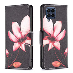 Leather Case Stands Fashionable Pattern Flip Cover Holder B03F for Samsung Galaxy M53 5G Red