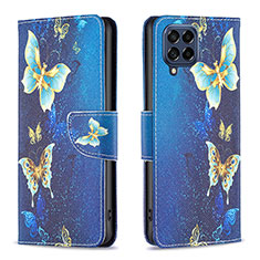 Leather Case Stands Fashionable Pattern Flip Cover Holder B03F for Samsung Galaxy M53 5G Sky Blue