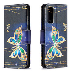 Leather Case Stands Fashionable Pattern Flip Cover Holder B03F for Samsung Galaxy S20 FE 4G Black