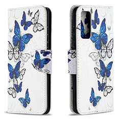 Leather Case Stands Fashionable Pattern Flip Cover Holder B03F for Samsung Galaxy S20 FE 5G Blue