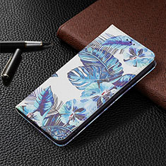 Leather Case Stands Fashionable Pattern Flip Cover Holder B03F for Samsung Galaxy S24 Plus 5G Blue