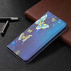 Leather Case Stands Fashionable Pattern Flip Cover Holder B03F for Samsung Galaxy S24 Plus 5G Navy Blue