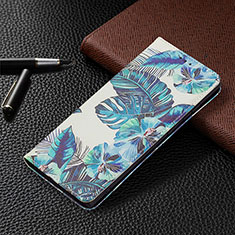 Leather Case Stands Fashionable Pattern Flip Cover Holder B03F for Samsung Galaxy S24 Ultra 5G Blue