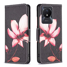 Leather Case Stands Fashionable Pattern Flip Cover Holder B03F for Vivo Y02 Red