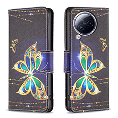 Leather Case Stands Fashionable Pattern Flip Cover Holder B03F for Xiaomi Civi 3 5G Black