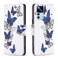 Leather Case Stands Fashionable Pattern Flip Cover Holder B03F for Xiaomi Mi 12T 5G Blue