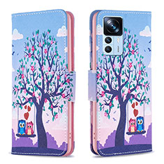 Leather Case Stands Fashionable Pattern Flip Cover Holder B03F for Xiaomi Mi 12T 5G Clove Purple