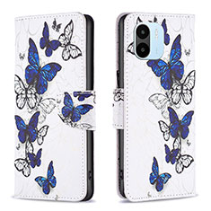 Leather Case Stands Fashionable Pattern Flip Cover Holder B03F for Xiaomi Poco C50 Blue