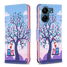 Leather Case Stands Fashionable Pattern Flip Cover Holder B03F for Xiaomi Poco C65 Clove Purple