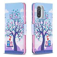 Leather Case Stands Fashionable Pattern Flip Cover Holder B03F for Xiaomi Poco F3 5G Clove Purple