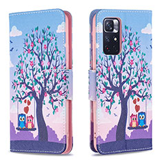 Leather Case Stands Fashionable Pattern Flip Cover Holder B03F for Xiaomi Poco M4 Pro 5G Clove Purple