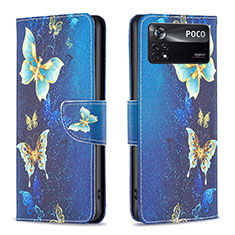 Leather Case Stands Fashionable Pattern Flip Cover Holder B03F for Xiaomi Poco X4 Pro 5G Sky Blue