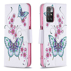 Leather Case Stands Fashionable Pattern Flip Cover Holder B03F for Xiaomi Redmi 10 4G Colorful