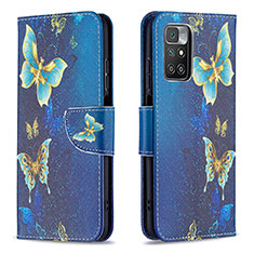 Leather Case Stands Fashionable Pattern Flip Cover Holder B03F for Xiaomi Redmi 10 4G Sky Blue