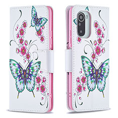 Leather Case Stands Fashionable Pattern Flip Cover Holder B03F for Xiaomi Redmi K40 5G Colorful