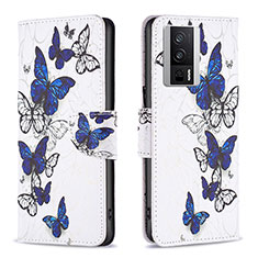 Leather Case Stands Fashionable Pattern Flip Cover Holder B03F for Xiaomi Redmi K60 Pro 5G Blue