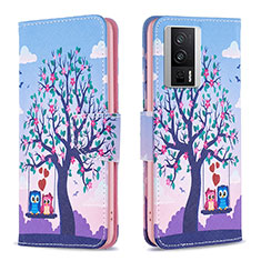 Leather Case Stands Fashionable Pattern Flip Cover Holder B03F for Xiaomi Redmi K60 Pro 5G Clove Purple