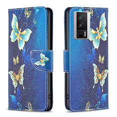 Leather Case Stands Fashionable Pattern Flip Cover Holder B03F for Xiaomi Redmi K60 Pro 5G Sky Blue