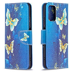 Leather Case Stands Fashionable Pattern Flip Cover Holder B03F for Xiaomi Redmi Note 10 4G Sky Blue