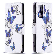 Leather Case Stands Fashionable Pattern Flip Cover Holder B03F for Xiaomi Redmi Note 10 Pro Max Blue