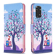 Leather Case Stands Fashionable Pattern Flip Cover Holder B03F for Xiaomi Redmi Note 11 4G (2022) Clove Purple