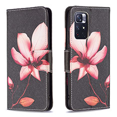 Leather Case Stands Fashionable Pattern Flip Cover Holder B03F for Xiaomi Redmi Note 11 5G Red