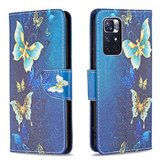 Leather Case Stands Fashionable Pattern Flip Cover Holder B03F for Xiaomi Redmi Note 11 5G Sky Blue