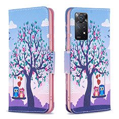 Leather Case Stands Fashionable Pattern Flip Cover Holder B03F for Xiaomi Redmi Note 11 Pro 5G Clove Purple