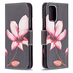 Leather Case Stands Fashionable Pattern Flip Cover Holder B03F for Xiaomi Redmi Note 11 SE India 4G Red