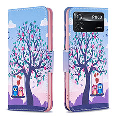 Leather Case Stands Fashionable Pattern Flip Cover Holder B03F for Xiaomi Redmi Note 11E Pro 5G Clove Purple