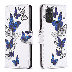 Leather Case Stands Fashionable Pattern Flip Cover Holder B03F for Xiaomi Redmi Note 11S 4G Blue