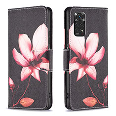 Leather Case Stands Fashionable Pattern Flip Cover Holder B03F for Xiaomi Redmi Note 11S 4G Red