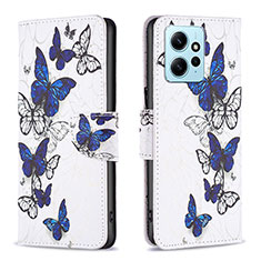 Leather Case Stands Fashionable Pattern Flip Cover Holder B03F for Xiaomi Redmi Note 12 4G Blue