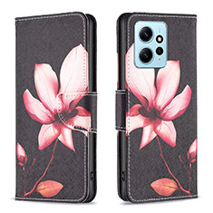 Leather Case Stands Fashionable Pattern Flip Cover Holder B03F for Xiaomi Redmi Note 12 4G Red