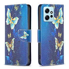 Leather Case Stands Fashionable Pattern Flip Cover Holder B03F for Xiaomi Redmi Note 12 4G Sky Blue