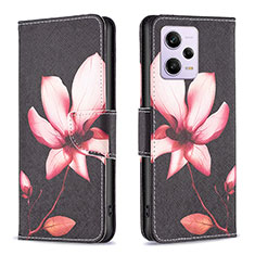Leather Case Stands Fashionable Pattern Flip Cover Holder B03F for Xiaomi Redmi Note 12 Explorer Red