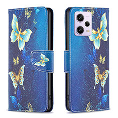 Leather Case Stands Fashionable Pattern Flip Cover Holder B03F for Xiaomi Redmi Note 12 Explorer Sky Blue