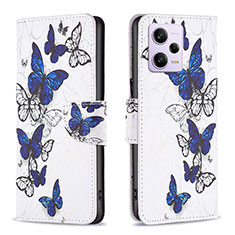 Leather Case Stands Fashionable Pattern Flip Cover Holder B03F for Xiaomi Redmi Note 12 Pro+ Plus 5G Blue