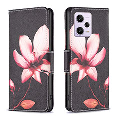 Leather Case Stands Fashionable Pattern Flip Cover Holder B03F for Xiaomi Redmi Note 12 Pro+ Plus 5G Red