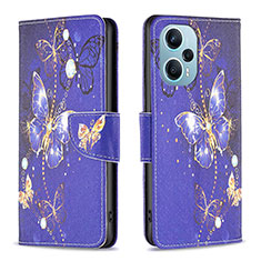 Leather Case Stands Fashionable Pattern Flip Cover Holder B03F for Xiaomi Redmi Note 12 Turbo 5G Blue