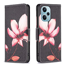 Leather Case Stands Fashionable Pattern Flip Cover Holder B03F for Xiaomi Redmi Note 12 Turbo 5G Red