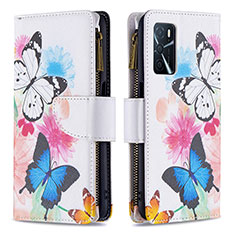 Leather Case Stands Fashionable Pattern Flip Cover Holder B04F for Oppo A16 Colorful