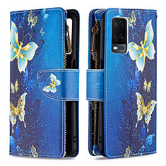 Leather Case Stands Fashionable Pattern Flip Cover Holder B04F for Oppo A54 4G Blue