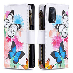 Leather Case Stands Fashionable Pattern Flip Cover Holder B04F for Oppo A54 5G Colorful