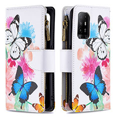 Leather Case Stands Fashionable Pattern Flip Cover Holder B04F for Oppo F19 Pro+ Plus 5G Colorful