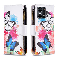 Leather Case Stands Fashionable Pattern Flip Cover Holder B04F for Oppo F21 Pro 4G Colorful